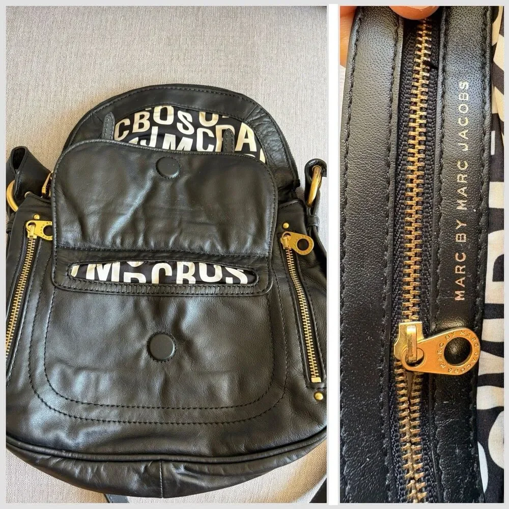 Marc by Marc Jacobs Petal To The Metal Bird Leather Shoulder Bag Black EUC